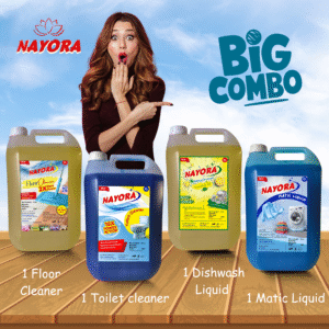 Nayora Home Care Combo Pack – Floor Cleaner, Dishwash, Matic Liquid & Toilet Cleaner (4-in-1 Pack)