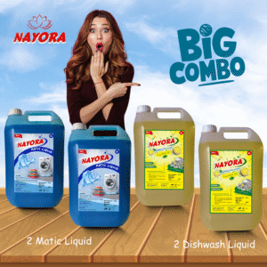 Nayora Dishwash Liquid (5L x 2) + Matic Liquid (5L x 2) – Combo Pack