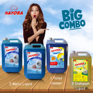 Nayora Dishwash Liquid (5L x 1), Matic Liquid (5L x 2) & Toilet Cleaner (5L x 1) - Combo Pack