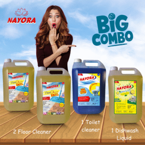Nayora Floor Cleaner (5L x 2), Dishwash Liquid (5L x 1) & Toilet Cleaner (5L x 1) - Combo Pack